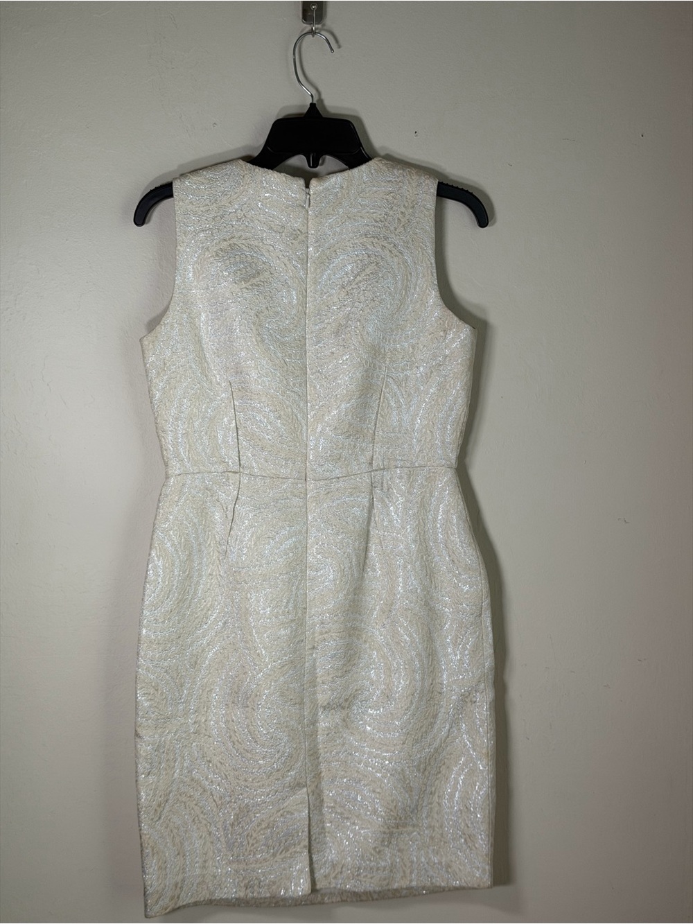 Taylor Ivory Brocade Mini Dress with Shoulder Jewel Accent - Picture 4 of 9